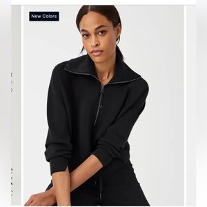 Spanx air essentials half zip black size small